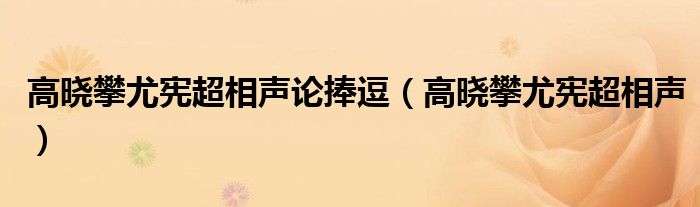 高晓攀尤宪超相声论捧逗（高晓攀尤宪超相声）