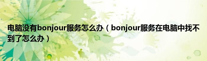 电脑没有bonjour服务怎么办（bonjour服务在电脑中找不到了怎么办）