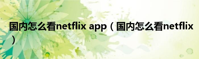 国内怎么看netflix app（国内怎么看netflix）