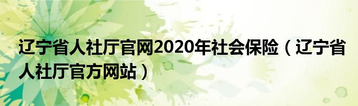 辽宁省人社厅官网2020年社会保险（辽宁省人社厅官方网站）