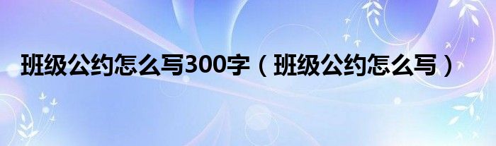 班级公约怎么写300字（班级公约怎么写）