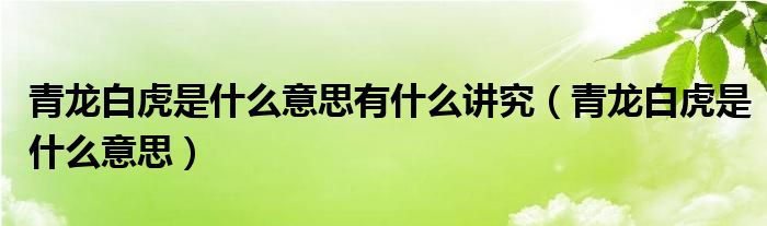 青龙白虎是什么意思有什么讲究（青龙白虎是什么意思）