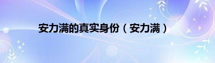 安力满的真实身份（安力满）