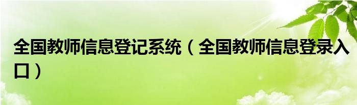 全国教师信息登记系统（全国教师信息登录入口）