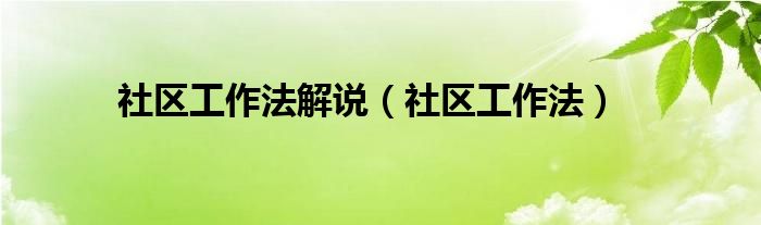 社区工作法解说（社区工作法）