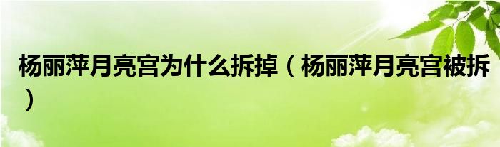 杨丽萍月亮宫为什么拆掉（杨丽萍月亮宫被拆）