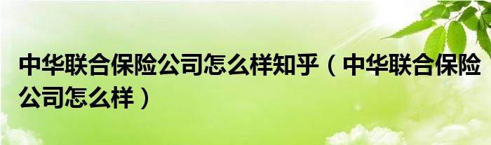 中华联合保险公司怎么样知乎（中华联合保险公司怎么样）