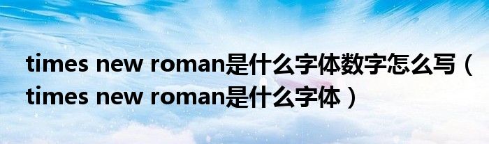 times new roman是什么字体数字怎么写（times new roman是什么字体）