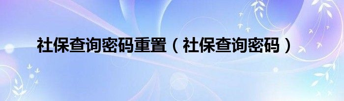 社保查询密码重置（社保查询密码）