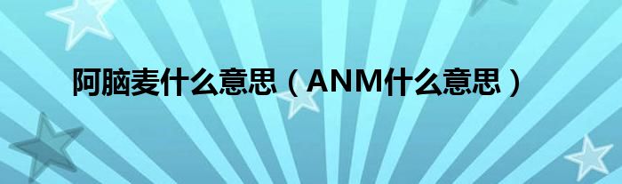 阿脑麦什么意思（ANM什么意思）