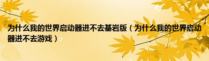 为什么我的世界启动器进不去基岩版（为什么我的世界启动器进不去游戏）