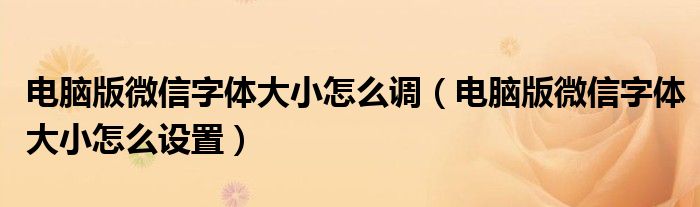 电脑版微信字体大小怎么调（电脑版微信字体大小怎么设置）