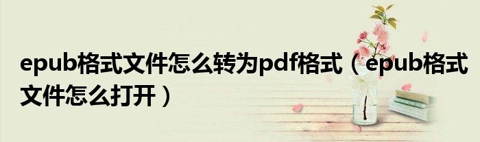 epub格式文件怎么转为pdf格式（epub格式文件怎么打开）