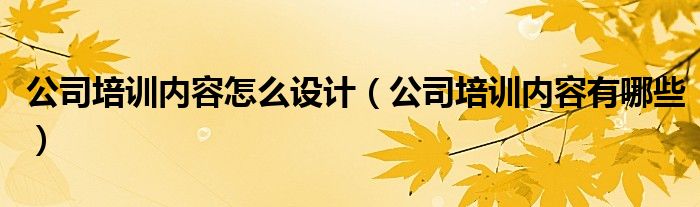 公司培训内容怎么设计（公司培训内容有哪些）