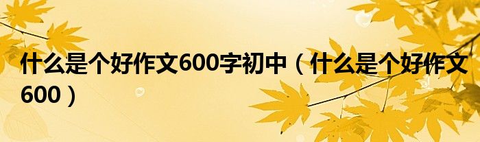 什么是个好作文600字初中（什么是个好作文600）