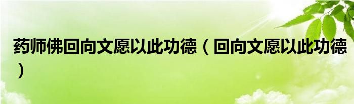 药师佛回向文愿以此功德（回向文愿以此功德）