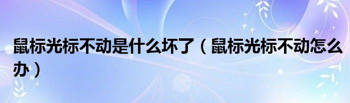 鼠标光标不动是什么坏了（鼠标光标不动怎么办）