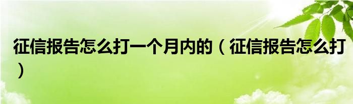 征信报告怎么打一个月内的（征信报告怎么打）