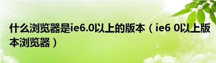 什么浏览器是ie6.0以上的版本（ie6 0以上版本浏览器）