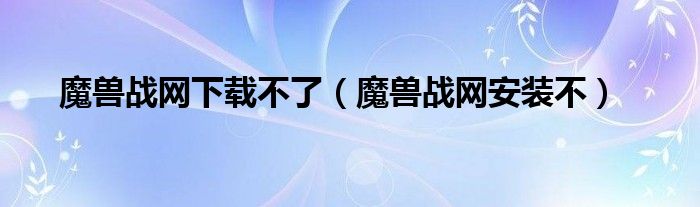 魔兽战网下载不了（魔兽战网安装不）