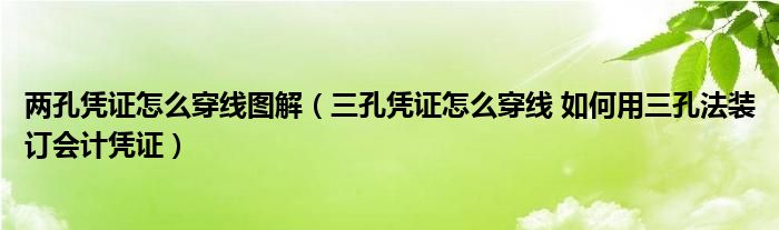 两孔凭证怎么穿线图解（三孔凭证怎么穿线 如何用三孔法装订会计凭证）