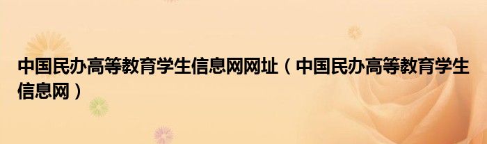 中国民办高等教育学生信息网网址（中国民办高等教育学生信息网）