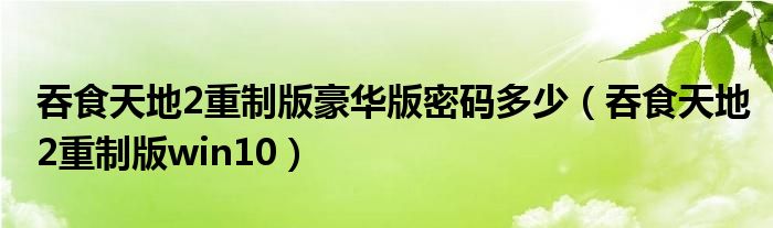 吞食天地2重制版豪华版密码多少（吞食天地2重制版win10）