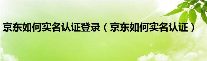 京东如何实名认证登录（京东如何实名认证）