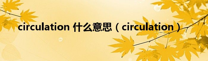 circulation 什么意思（circulation）