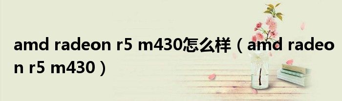 amd radeon r5 m430怎么样（amd radeon r5 m430）