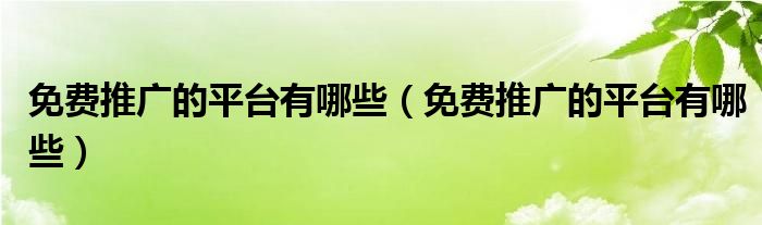 免费推广的平台有哪些（免费推广的平台有哪些）