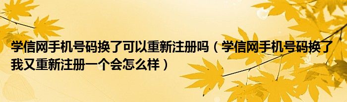 学信网手机号码换了可以重新注册吗（学信网手机号码换了 我又重新注册一个会怎么样）