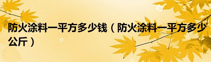 防火涂料一平方多少钱（防火涂料一平方多少公斤）