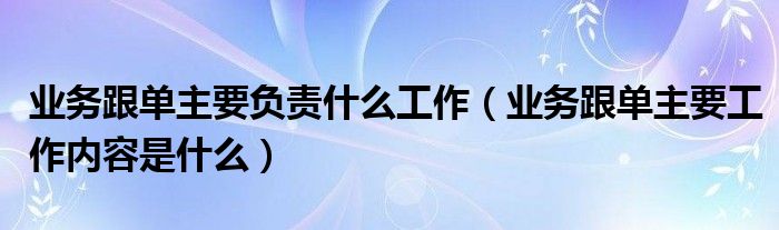 业务跟单主要负责什么工作（业务跟单主要工作内容是什么）