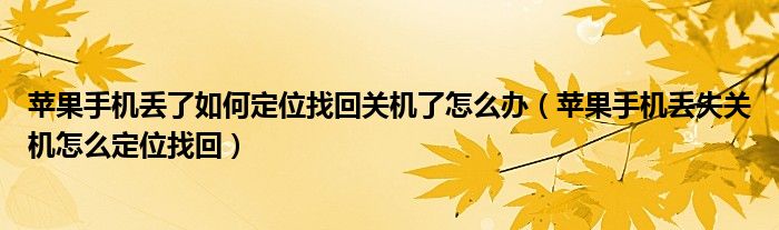 苹果手机丢了如何定位找回关机了怎么办（苹果手机丢失关机怎么定位找回）