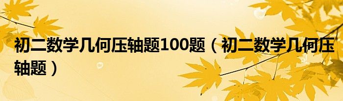 初二数学几何压轴题100题（初二数学几何压轴题）