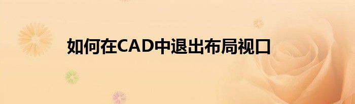 如何在CAD中退出布局视口