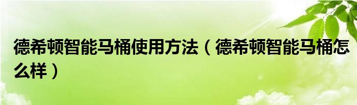 德希顿智能马桶使用方法（德希顿智能马桶怎么样）