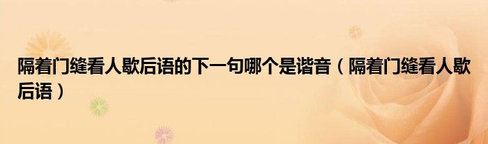 隔着门缝看人歇后语的下一句哪个是谐音（隔着门缝看人歇后语）