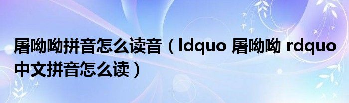 屠呦呦拼音怎么读音（ldquo 屠呦呦 rdquo 中文拼音怎么读）