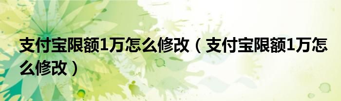 支付宝限额1万怎么修改（支付宝限额1万怎么修改）