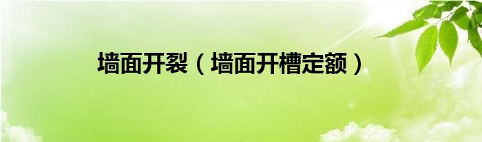 墙面开裂（墙面开槽定额）