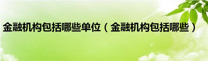 金融机构包括哪些单位（金融机构包括哪些）