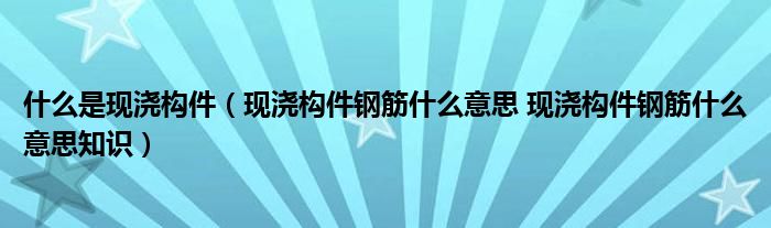 什么是现浇构件（现浇构件钢筋什么意思 现浇构件钢筋什么意思知识）