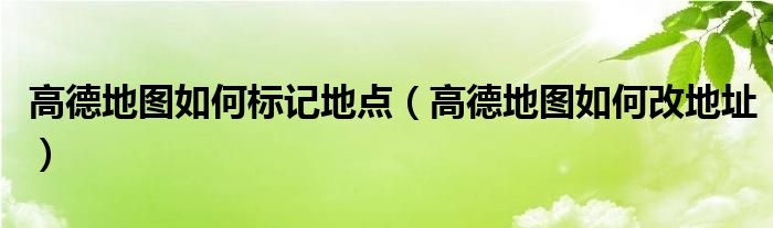 高德地图如何标记地点（高德地图如何改地址）