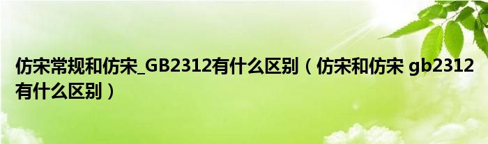 仿宋常规和仿宋_GB2312有什么区别（仿宋和仿宋 gb2312有什么区别）