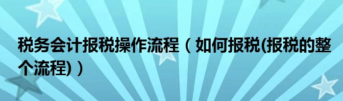 税务会计报税操作流程（如何报税(报税的整个流程)）