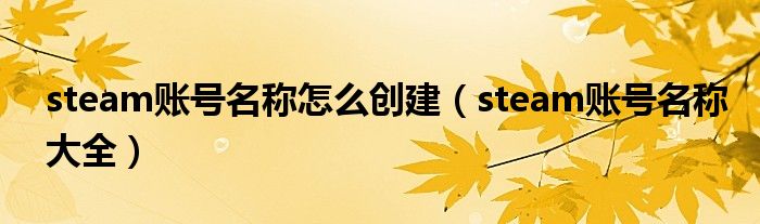 steam账号名称怎么创建（steam账号名称大全）