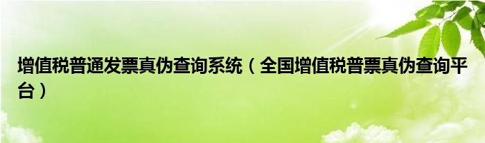 增值税普通发票真伪查询系统（全国增值税普票真伪查询平台）