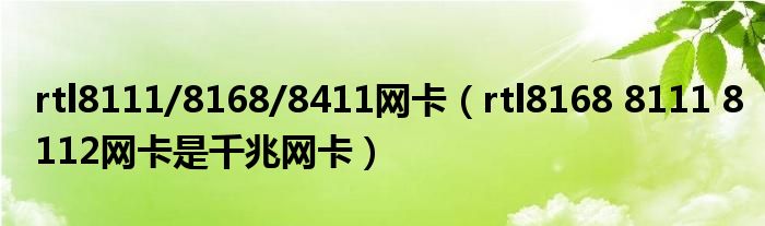 rtl8111/8168/8411网卡（rtl8168 8111 8112网卡是千兆网卡）